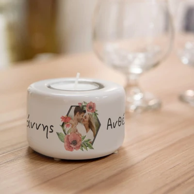 Εξατομικευμένη κεραμική βάση κεριού - Με φωτογραφία και όνομα