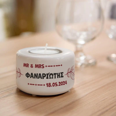 Εξατομικευμένη κεραμική βάση κεριού - Mr & Mrs