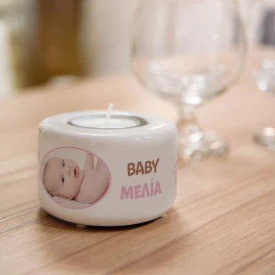 Εξατομικευμένη κεραμική βάση κεριού - Baby girl