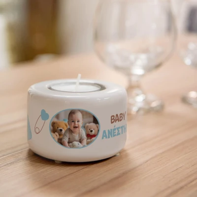 Εξατομικευμένη κεραμική βάση κεριού - Baby boy