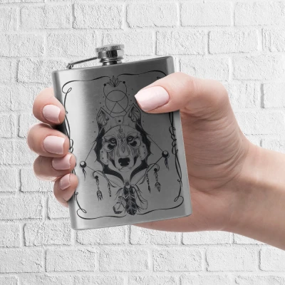 Τυπωμένο μπουκάλι τσέπης λύκος