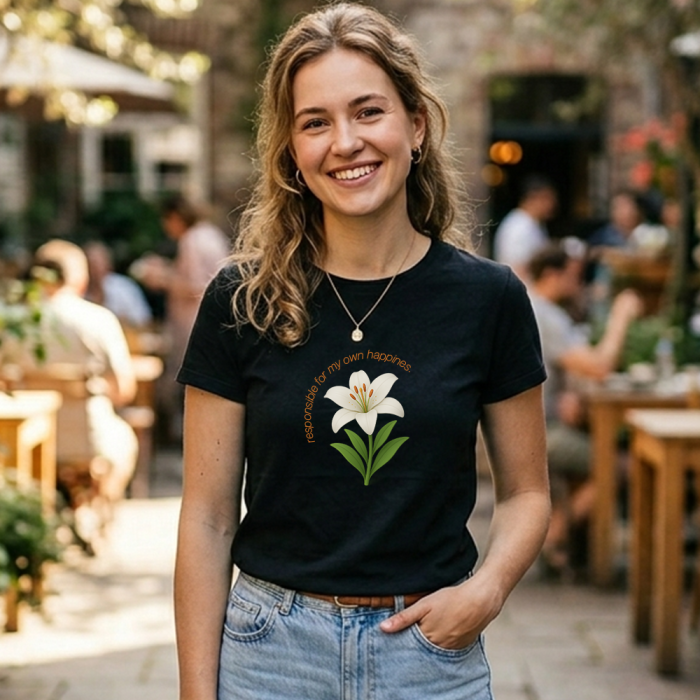 Εξατομικευμένο μπλουζάκι για γυναίκες – Υπεύθυνη για τη δική μου ευτυχία