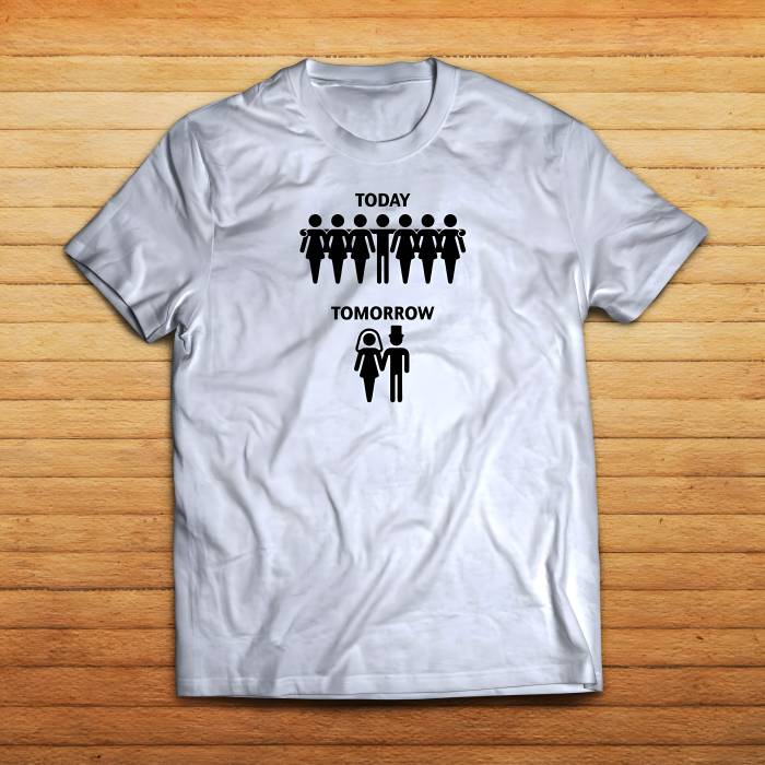 Εξατομικευμένο μπλουζάκι για το πάρτι εργένη - Ελεύθερος σήμερα, παντρεμένος αύριο