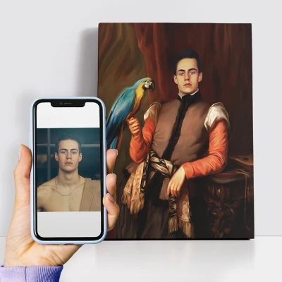 Εξατομικευμένη ζωγραφική Royal - άνδρας με παπαγάλο